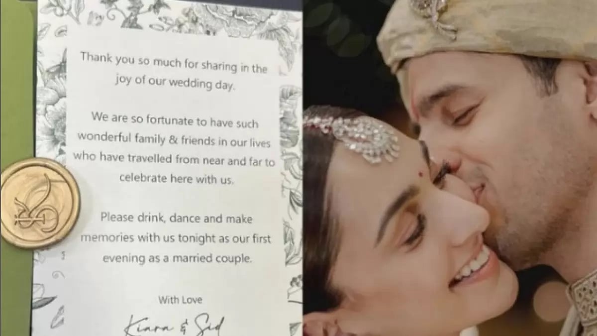Sidharth Malhotra Kiara Advani Wedding Thank You Note