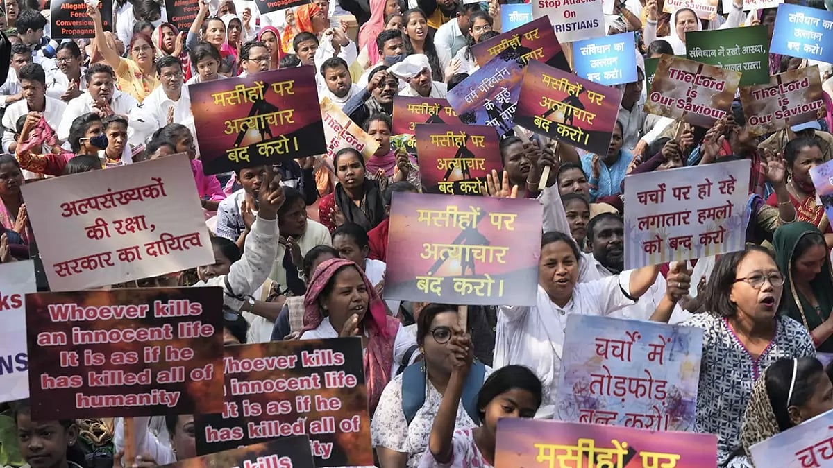 Christians Protest at Jantar Mantar over rising crime against the community (Representative image)