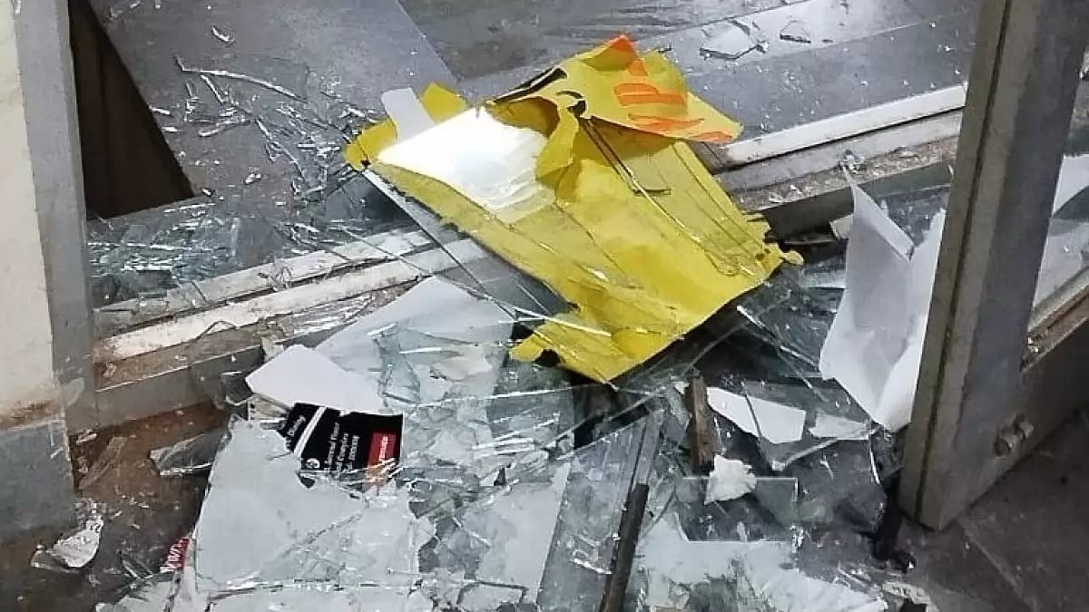 Visuals showed shattered glasses and damaged doors in the college campus