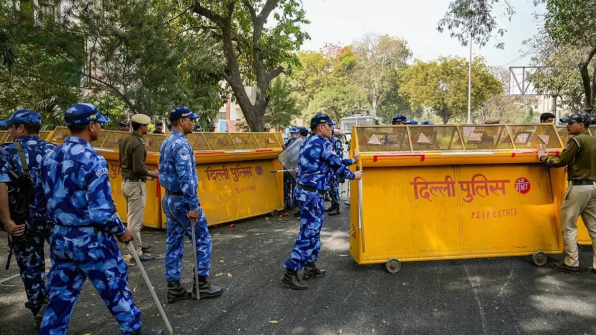 File Photo : The Delhi Police has beefed up security at the BJP headquarters here in view of a protest announced by AAP's national convenor |