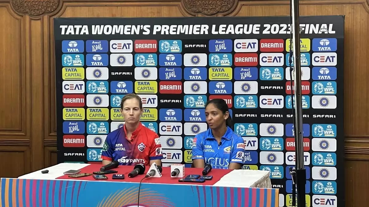 Meg Lanning and Harmanpreet Kaur address the media during a joint media conference on Saturday.