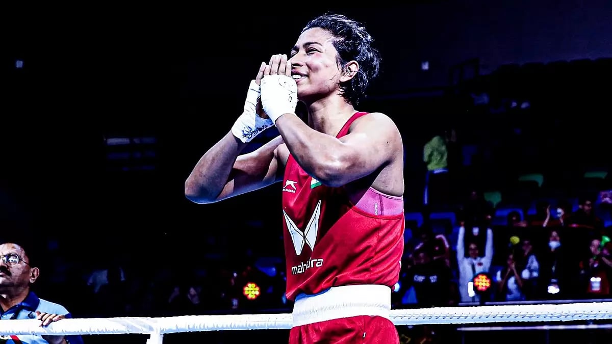 Borgohain celebrates her gold medal win against Parker on Sunday.