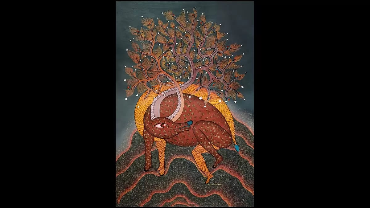 Tribal Artwork by Mayank Kumar Shyam, from the collection of Ajay Kumar Gupta