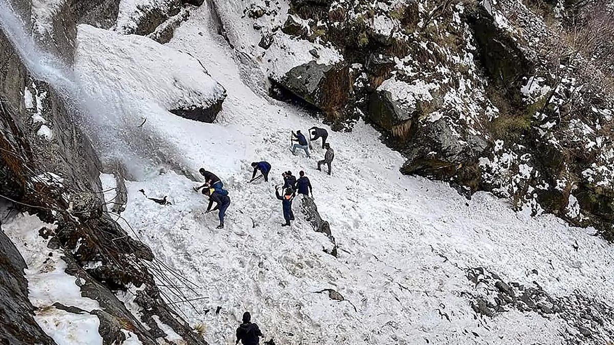 An avalanche near Nathu La mountain pass