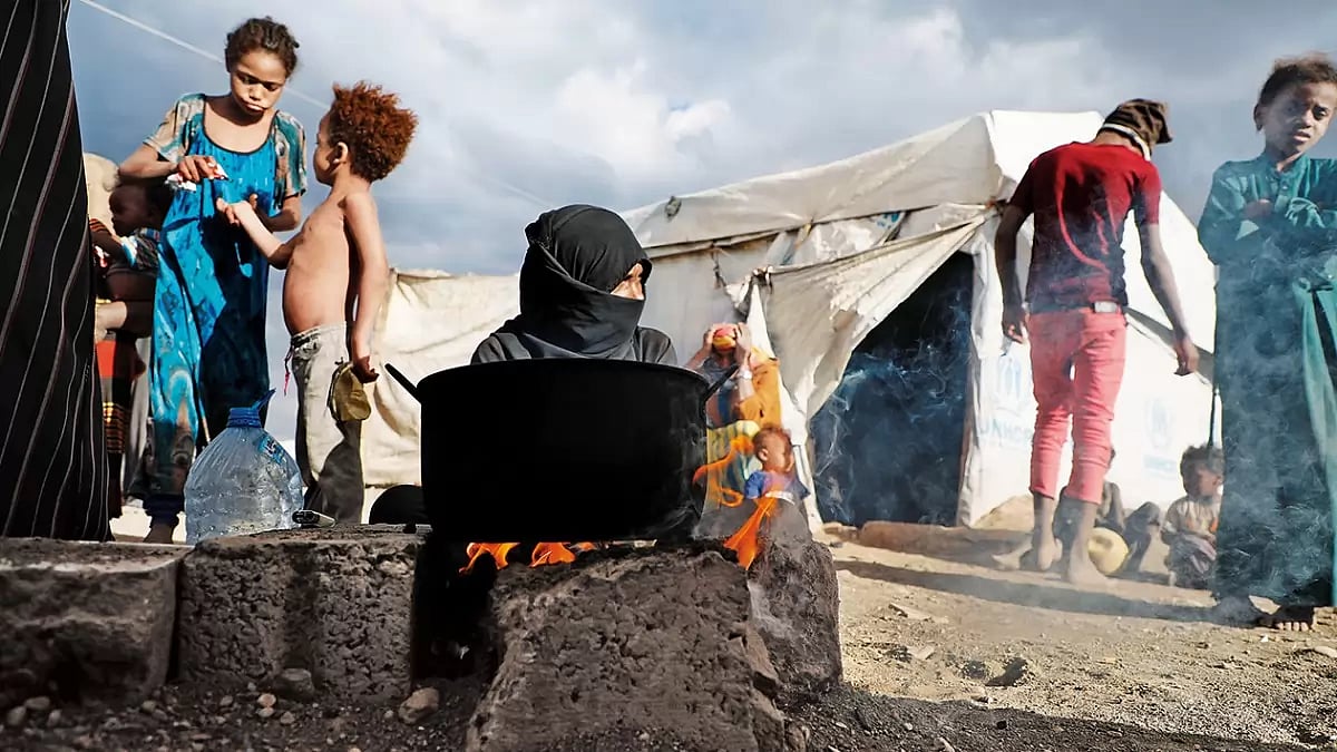 File Image : A camp for conflict-displaced people in Yemen. | 