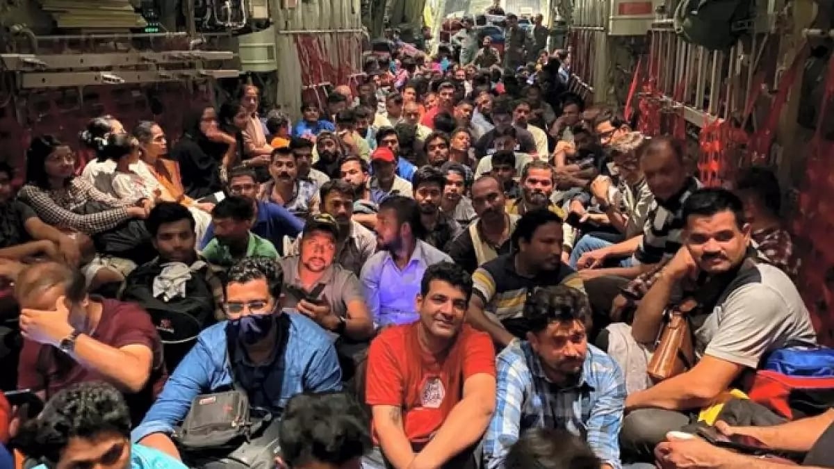 Indian nationals after being rescued from Sudan