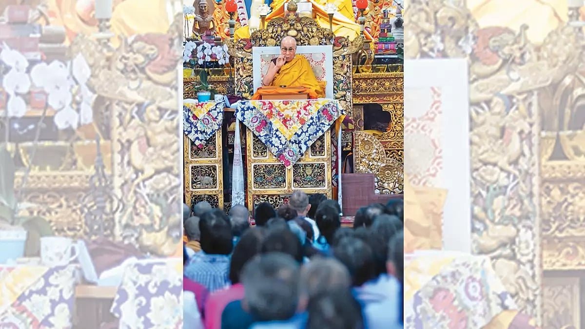 His Holiness: The Dalai Lama addressing his devotees in Dharamshala  - null