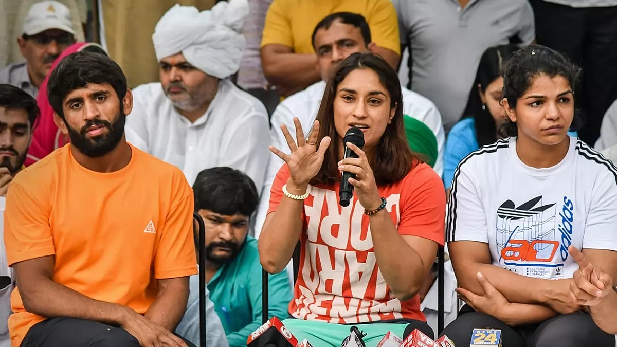 Wrestlers protest at Jantar Mantar