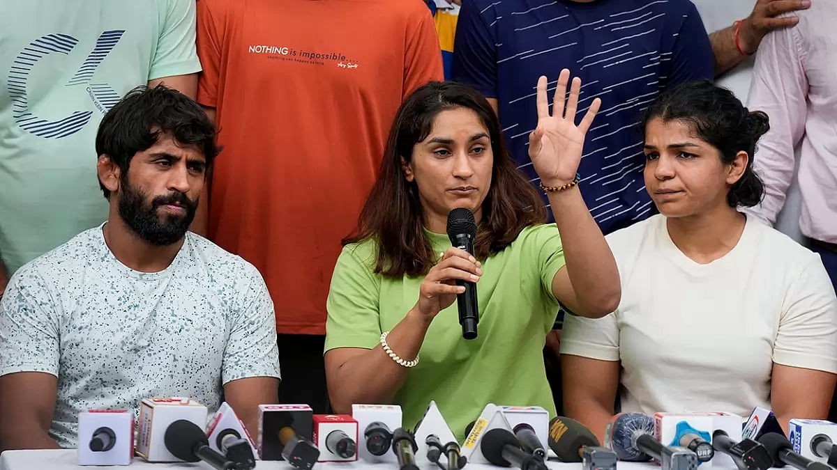Wrestlers protest at Jantar Mantar