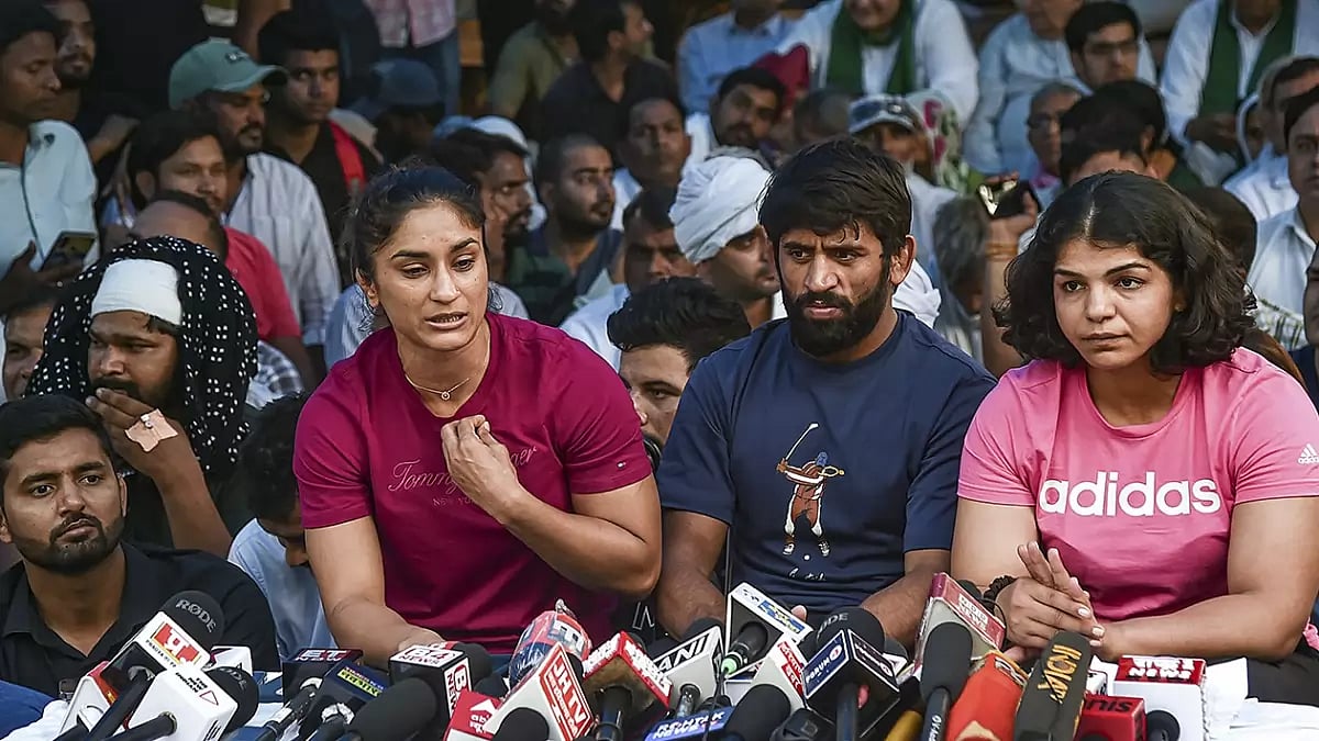 Wrestlers protest at Jantar Mantar