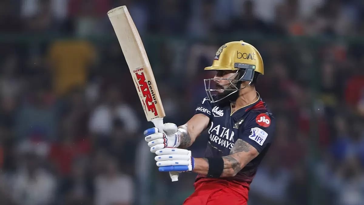 Virat Kohli bats during his innings of 55 against DC in New Delhi on Saturday.