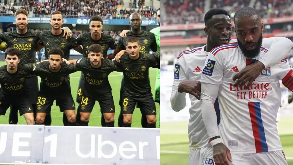 Lacazette (R) is the league’s top striker alongside Kylian Mbappé with 24 goals.