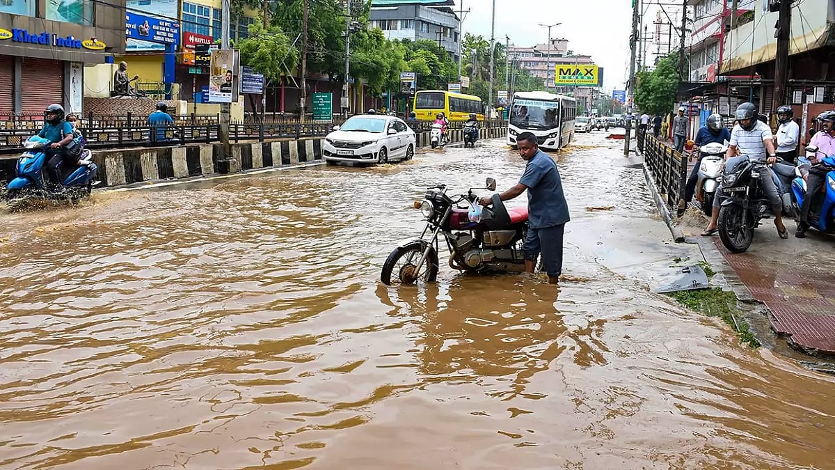 Waterlogging after rain in Guwahati