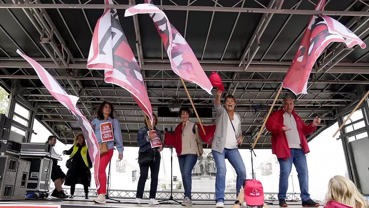 Belgium Trade Unions In Protest Against Bad Working Conditions