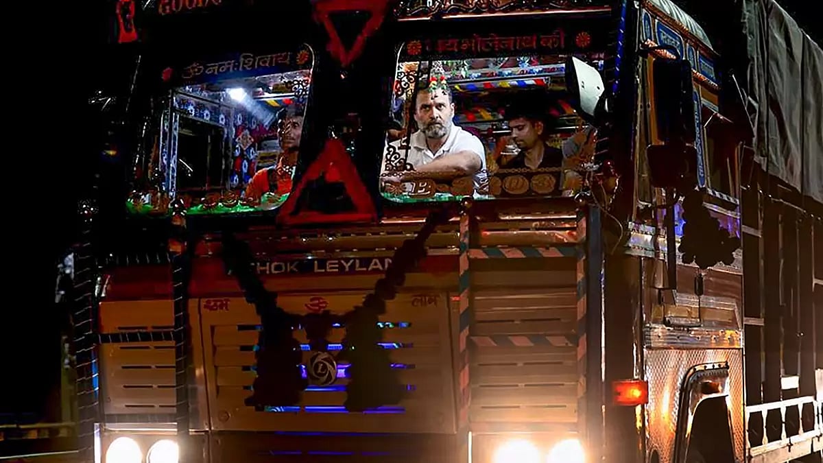 Rahul Gandhi takes truck ride