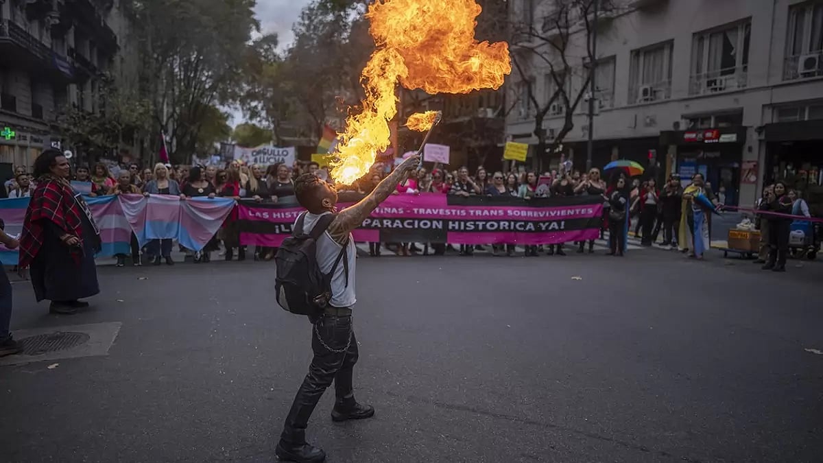 Transgender community members march in Argentina