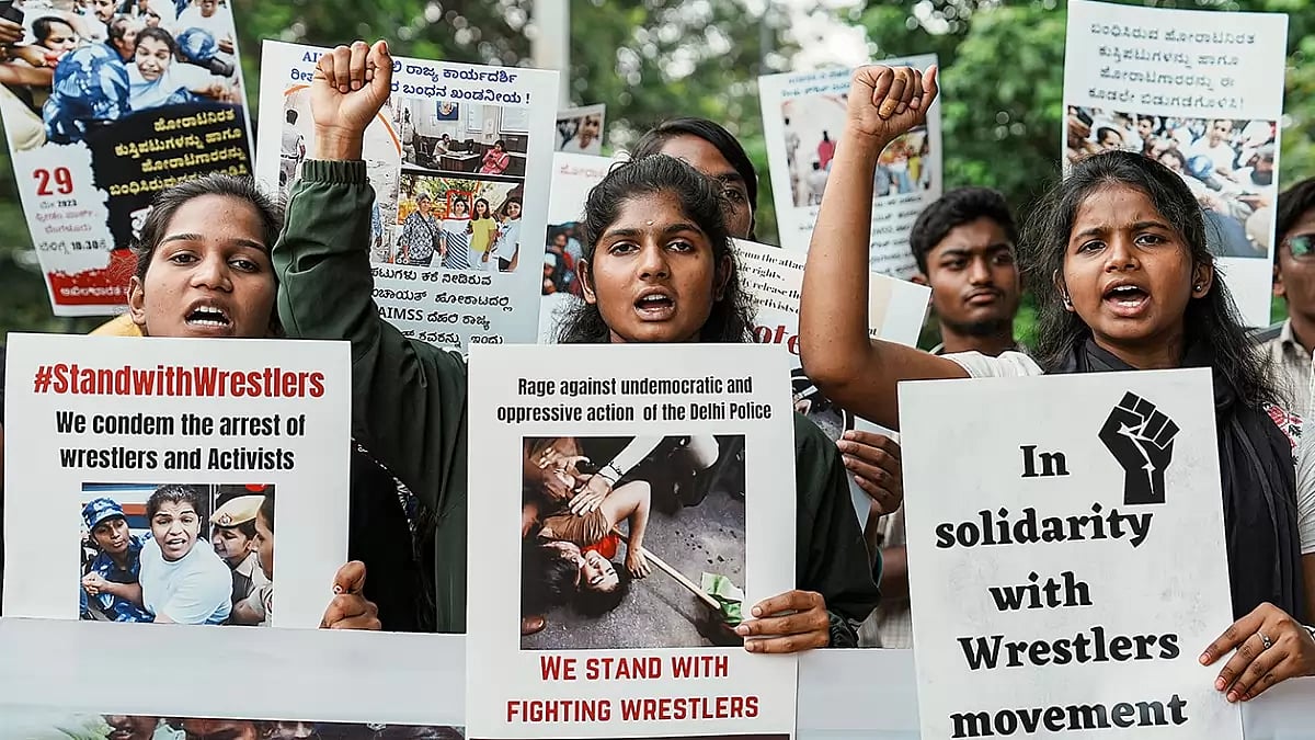 Protest in solidarity with wrestlers