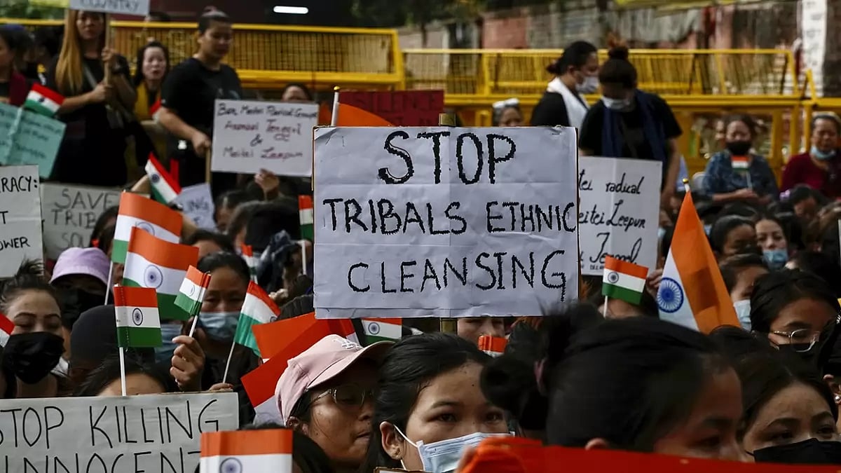 Kuki tribe protest in New Delhi