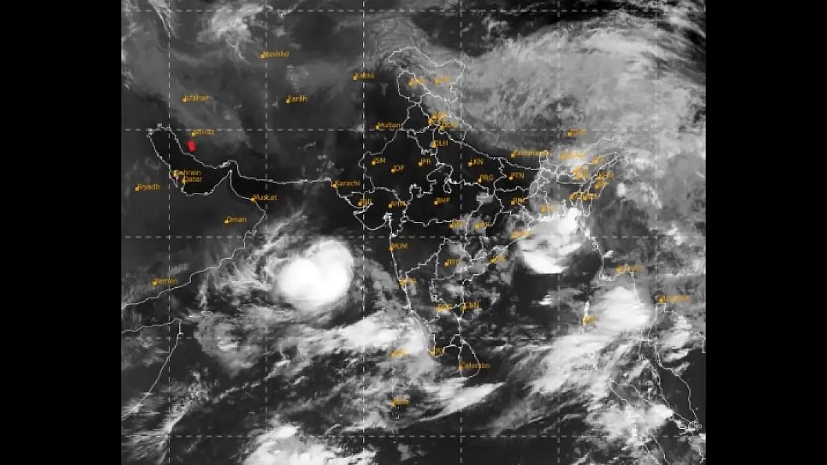 Satellite image of Cyclone Biparjoy