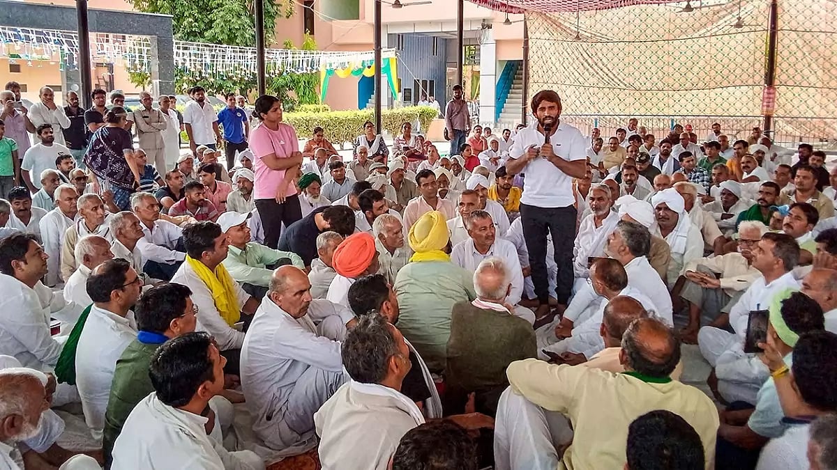 Bajrang Punia at Panchayat in Sonipat