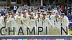 Andrew McDonald Credits 'Sub-Continent Journey' For WTC Triumph The Australian team celebrate as captain Pat Cummins holds the winners trophy.