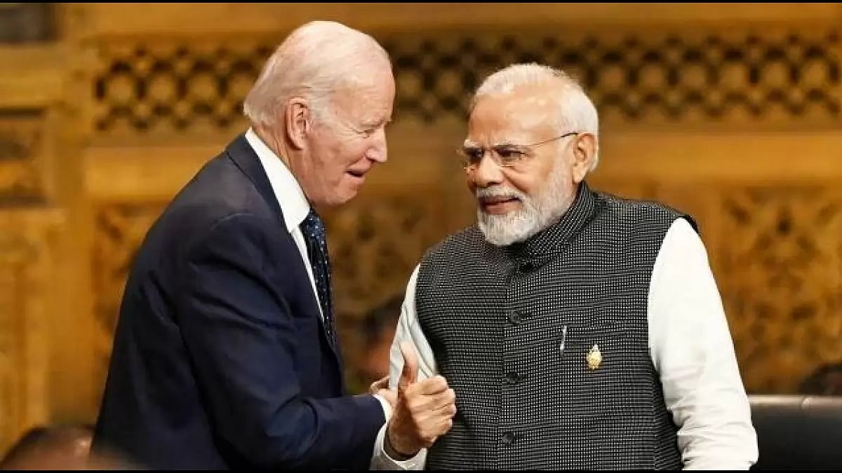 US President Joe Biden with Prime Minister Narendra Modi.