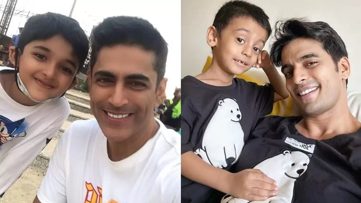 Gashmeer Mahajani and Tarun Khanna with their sons 