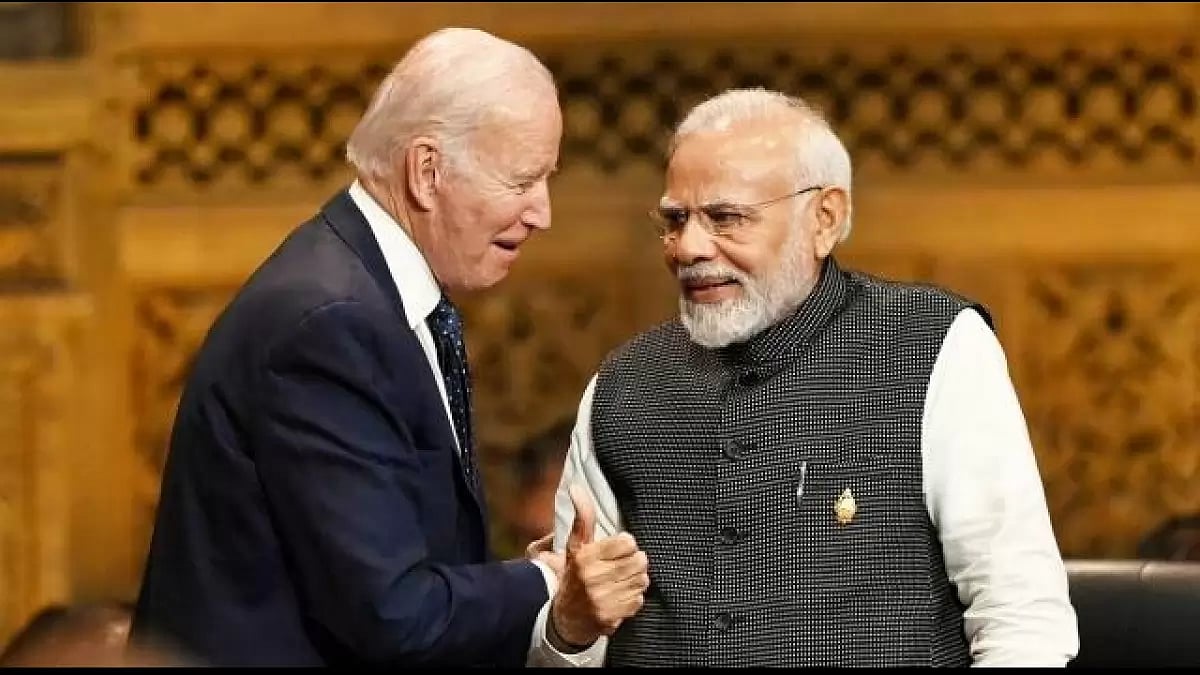 US President Joe Biden with Prime Minister Narendra Modi.