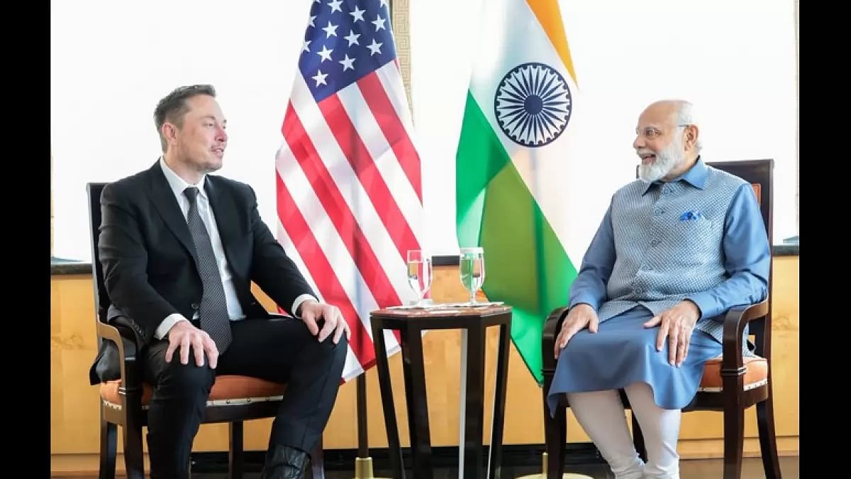 Twitter owner Elon Musk with Prime Minister Narendra Modi.