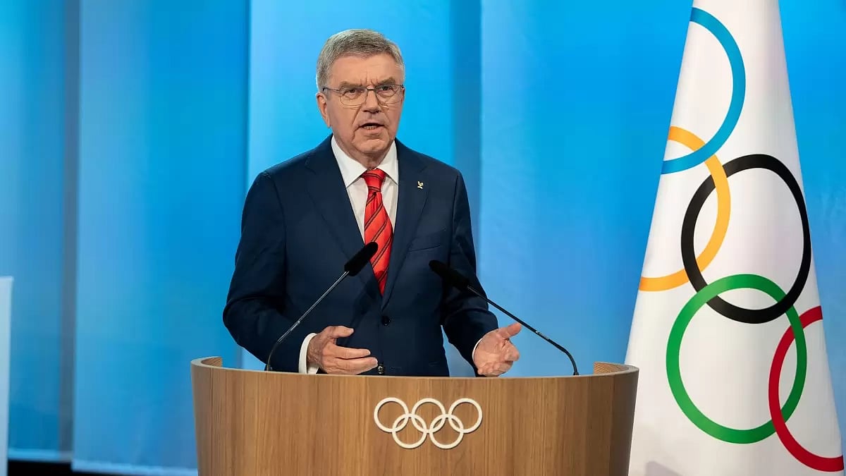 Bach opened a 25-minute speech to IOC members.