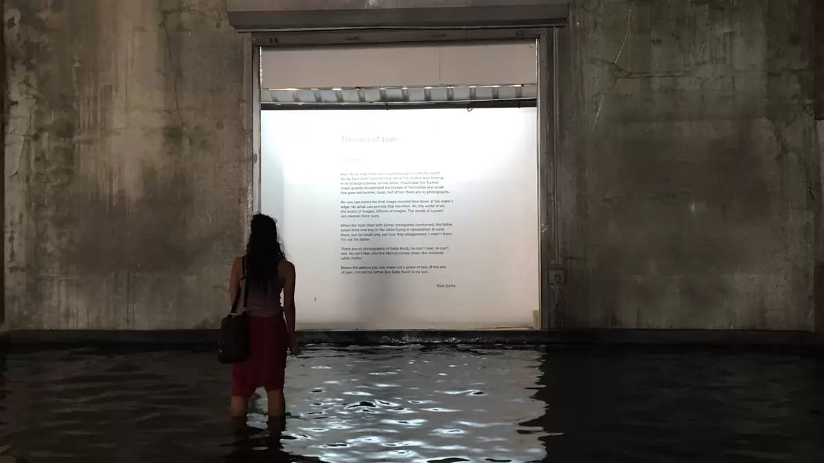 'Sea of Pain' by Raul Zurita at a previous edition of the Kochi Biennale.