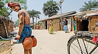 A Hard Task: A man carrying toddy in Sultanpur village, Hajipur, Bihar