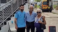 File : Virat Kohli pictured alongside Sir Garry Sobers, who was accompanied by his wife.