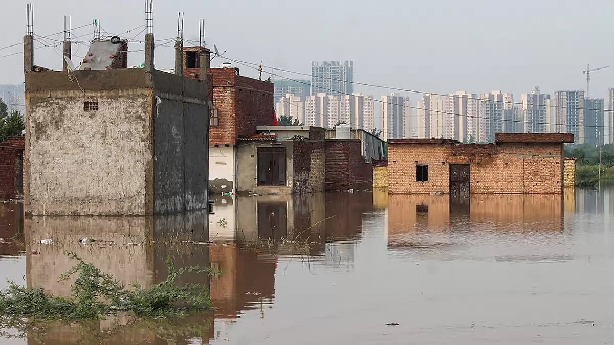 Floods in Haryana after monsoon rain