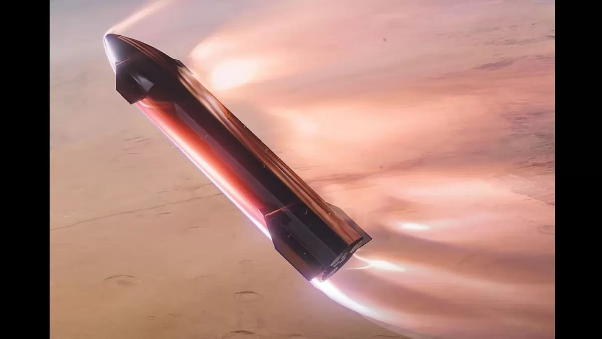 A SpaceX rocket re-entering the Earth's atmosphere