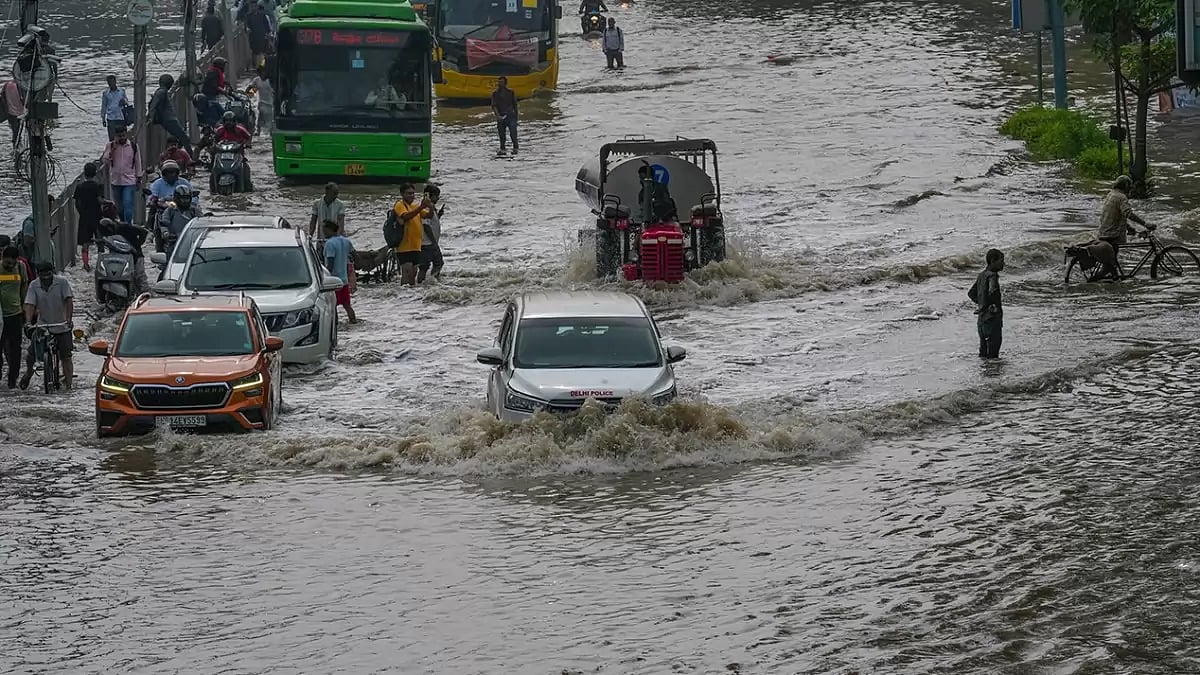 Flooding in Delhi after monsoon rains