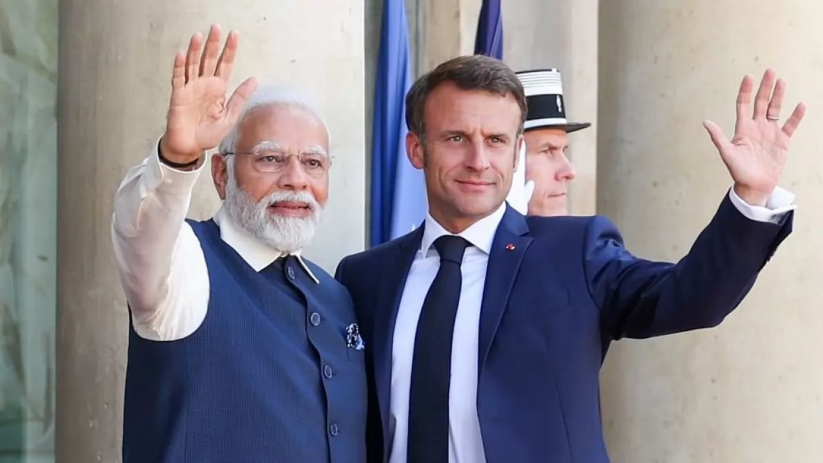 Prime Minister Narendra Modi and French President Emmanuel Macron during the two-day France visit.