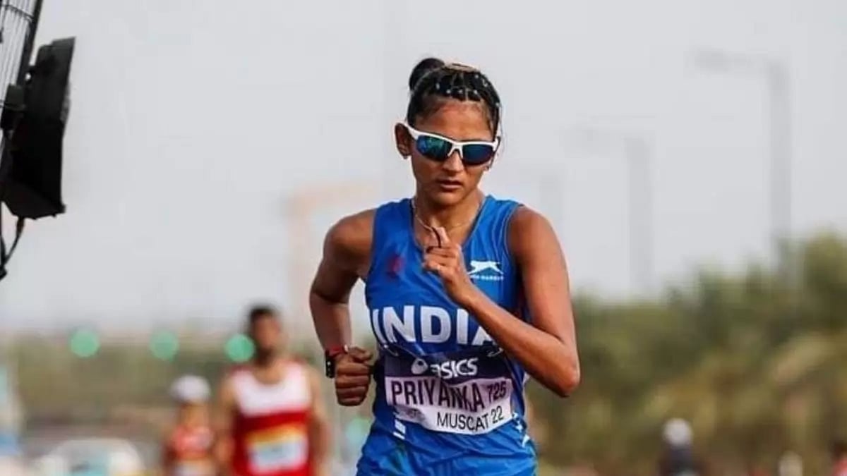 Priyanka clocked 1 hour 34 minutes and 24 seconds to finish second.