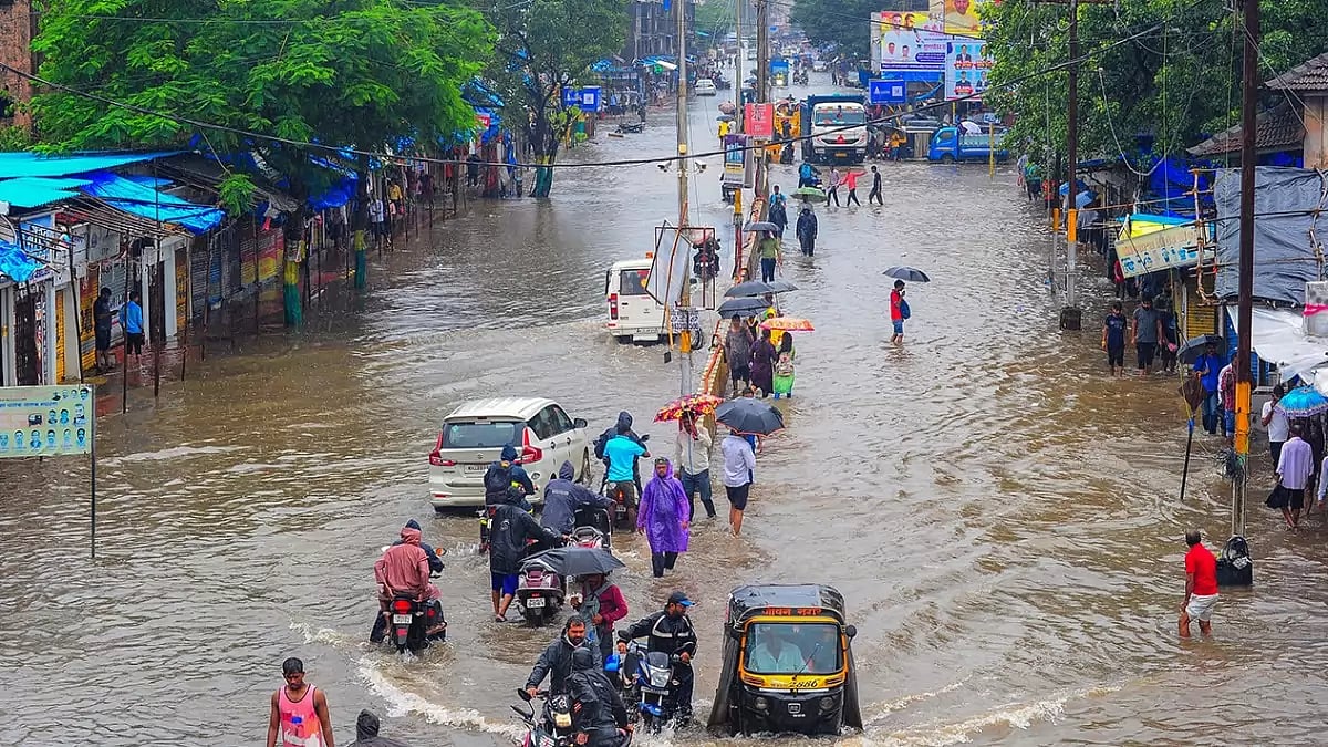 Waterlogging after rain in Palghar