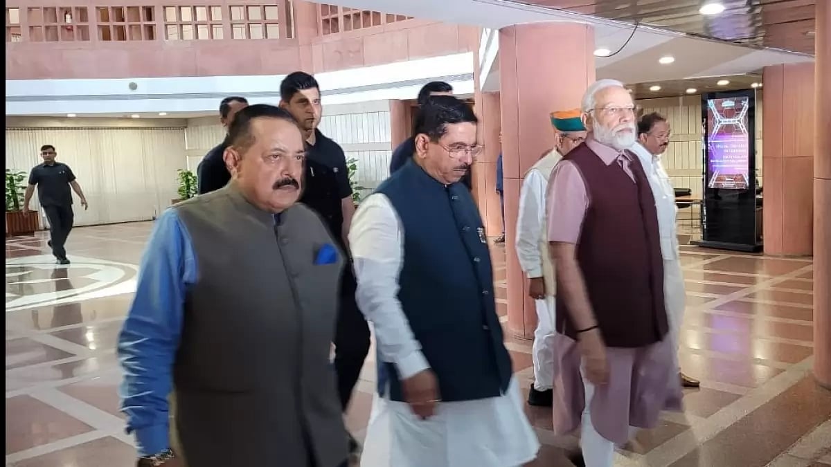 Prime Minister Narendra Modi arrives at the Parliament for the BJP Parliamentary party meeting.