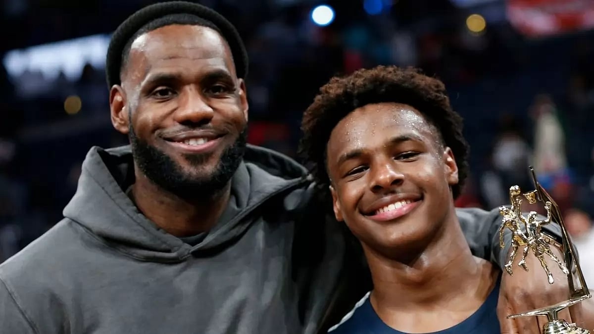 LeBron James with his son Bronny James (Right)