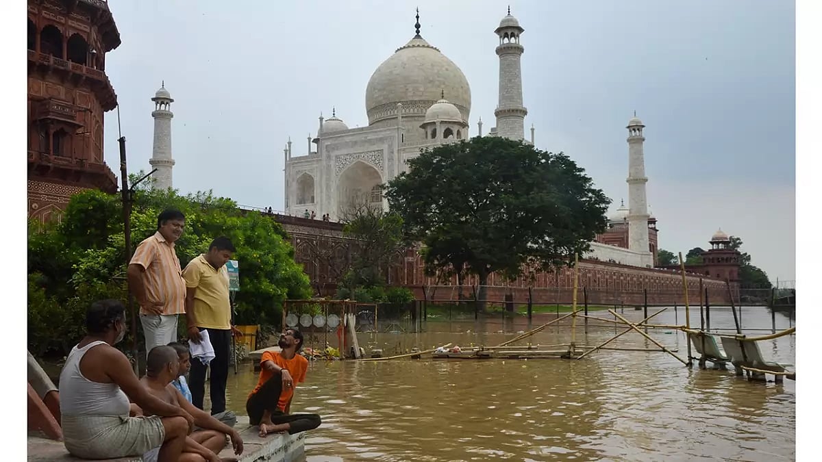 Floods after monsoon rainfall in Agra