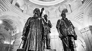 All Stalwarts: Statues of Dr BR Ambedkar, Kanshi Ram and Mayawati