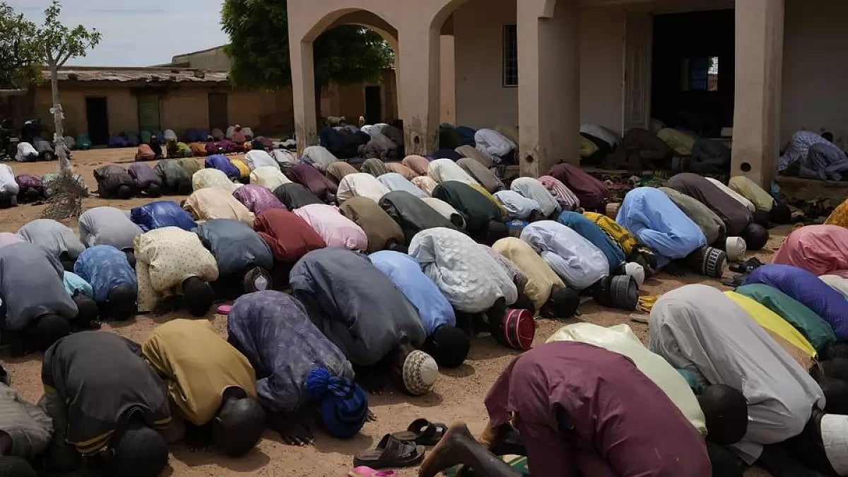 Worshippers at a mosque in Nigeria