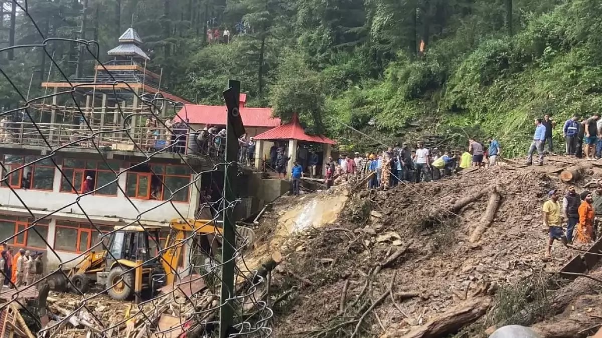 A Shiv Mandir collapsed at Summer Hill, Shimla amid heavy rainfall. At least nine people died in the incident.