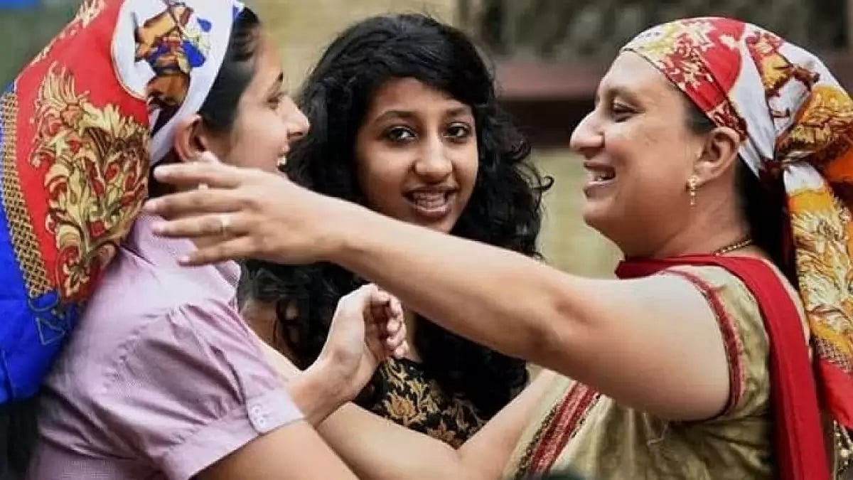 Parsi people greeting each other on the auspicious occasion of 'Navroz', the Parsi New Year.