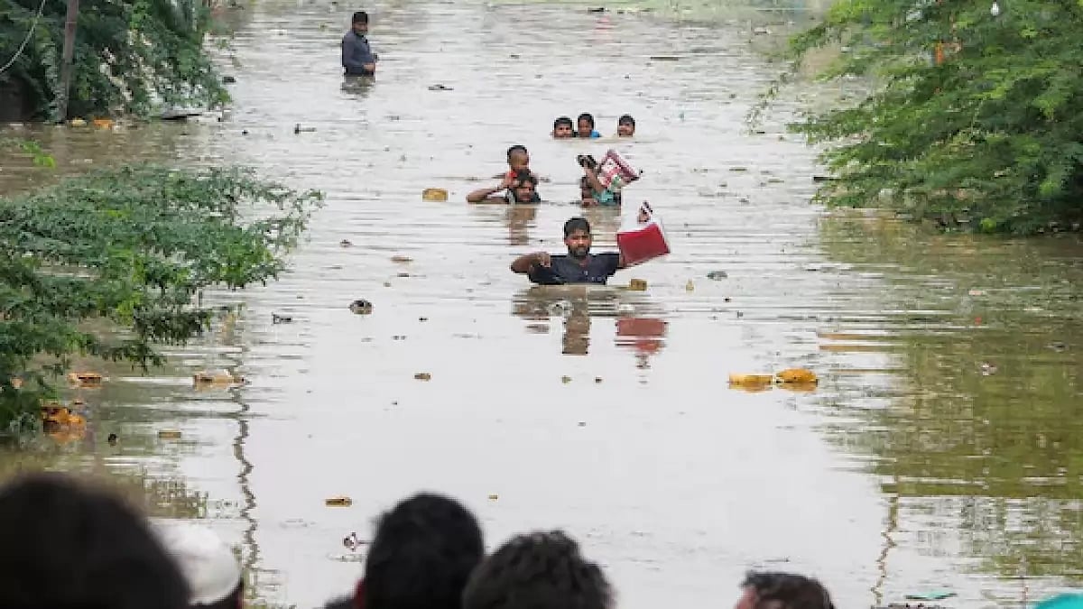 A flood affected area in Haryana 