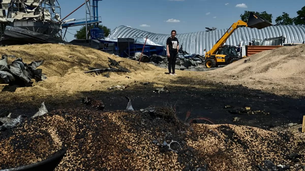 Grain storage area in Ukraine's Odesa