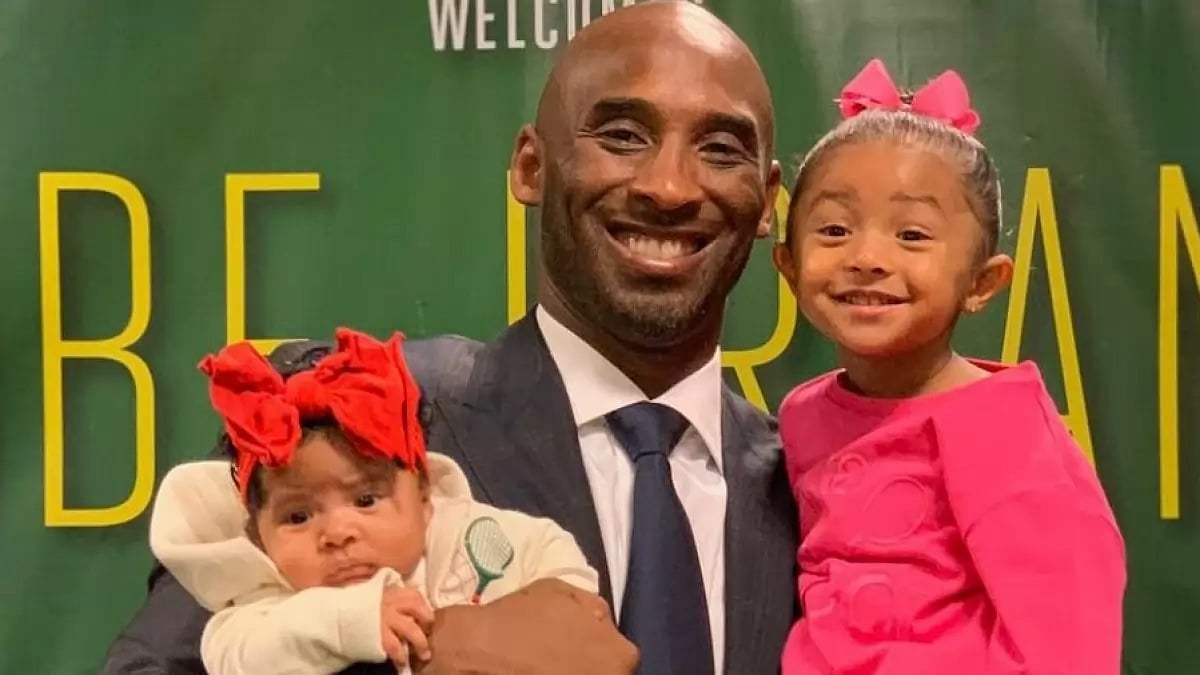 Kobe Bryant with daughters Bianka Bryant and Capri Bryant at a 2019 book signing event