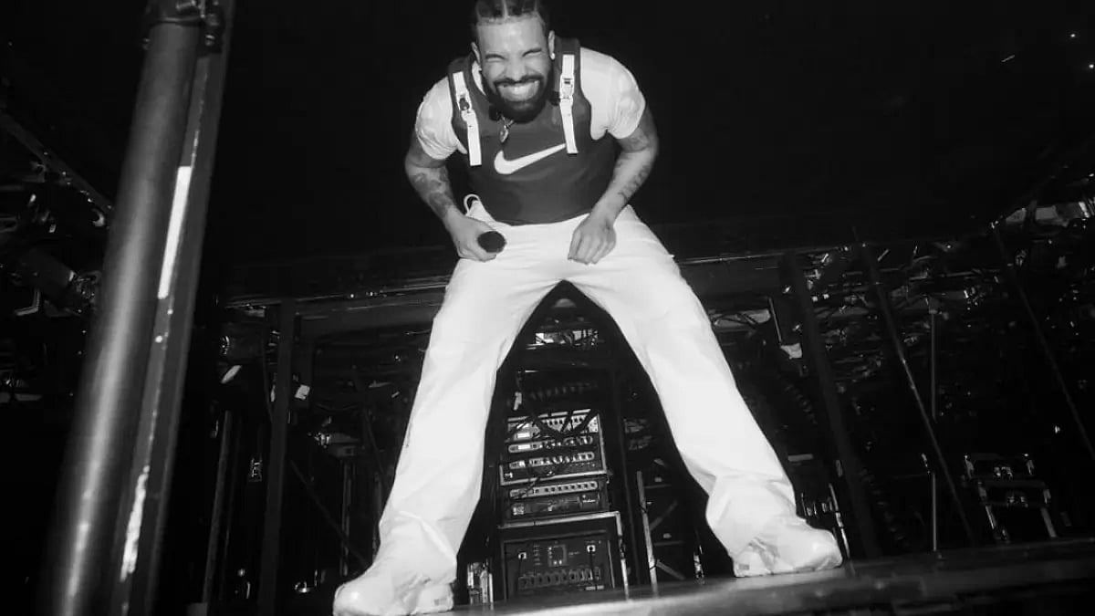Drake performing in Los Angeles concert